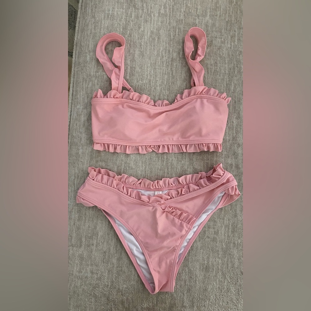 Pink Lily Ruffled Bikini Set